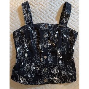 Floral Black and White Women's Top- Size 6